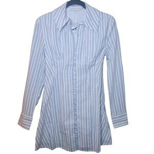ENGLISH FACTORY Collar Shirt Mini Dress Blue White Women NEW |‎ MSRP $110